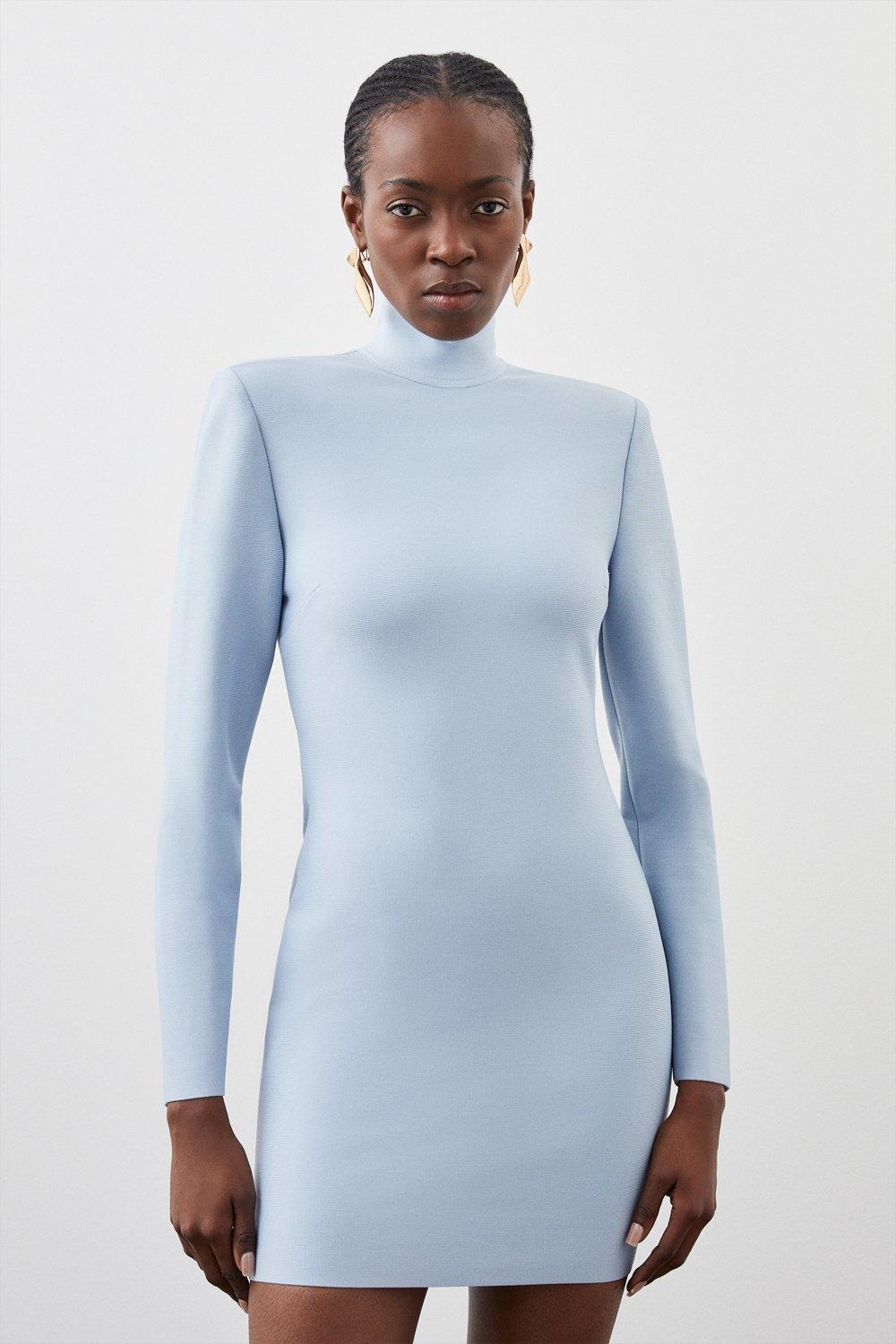 Light blue long sleeve bodycon outlet dress